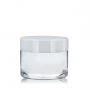 Tarro 50ml de vidrio tranparente con tapa blanca rosca