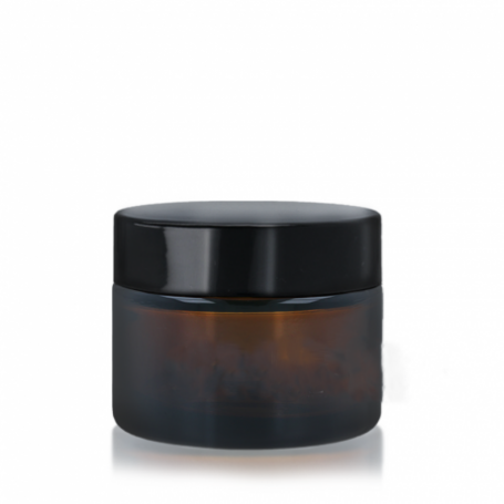Tarro 50ml de vidrio ámbar con tapa negra rosca