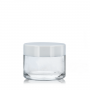 Tarro 30ml de vidrio tranparente con tapa blanca rosca